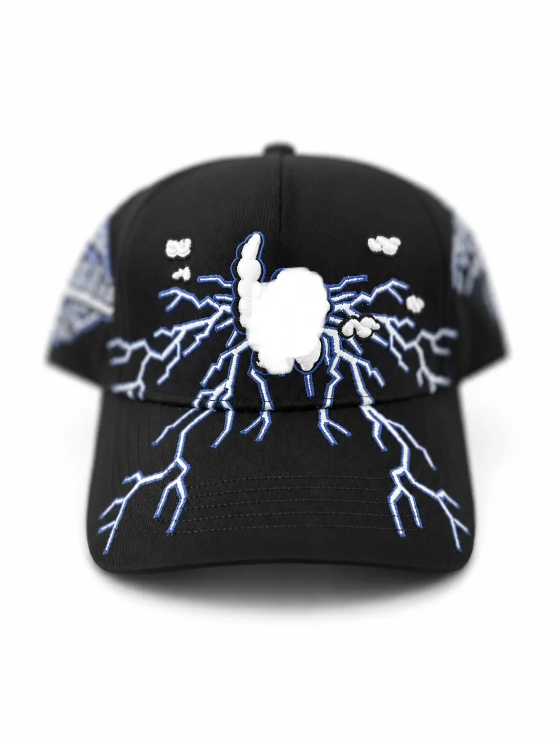Embroidered Lightning Baseball Cap - Casual Streetwear Hat with a Raised LA Logo for a Modern Look, Adjustable, Everyday, Lightning Design, Cotton, Graphic, Unisex, Embroidered Lightning Details