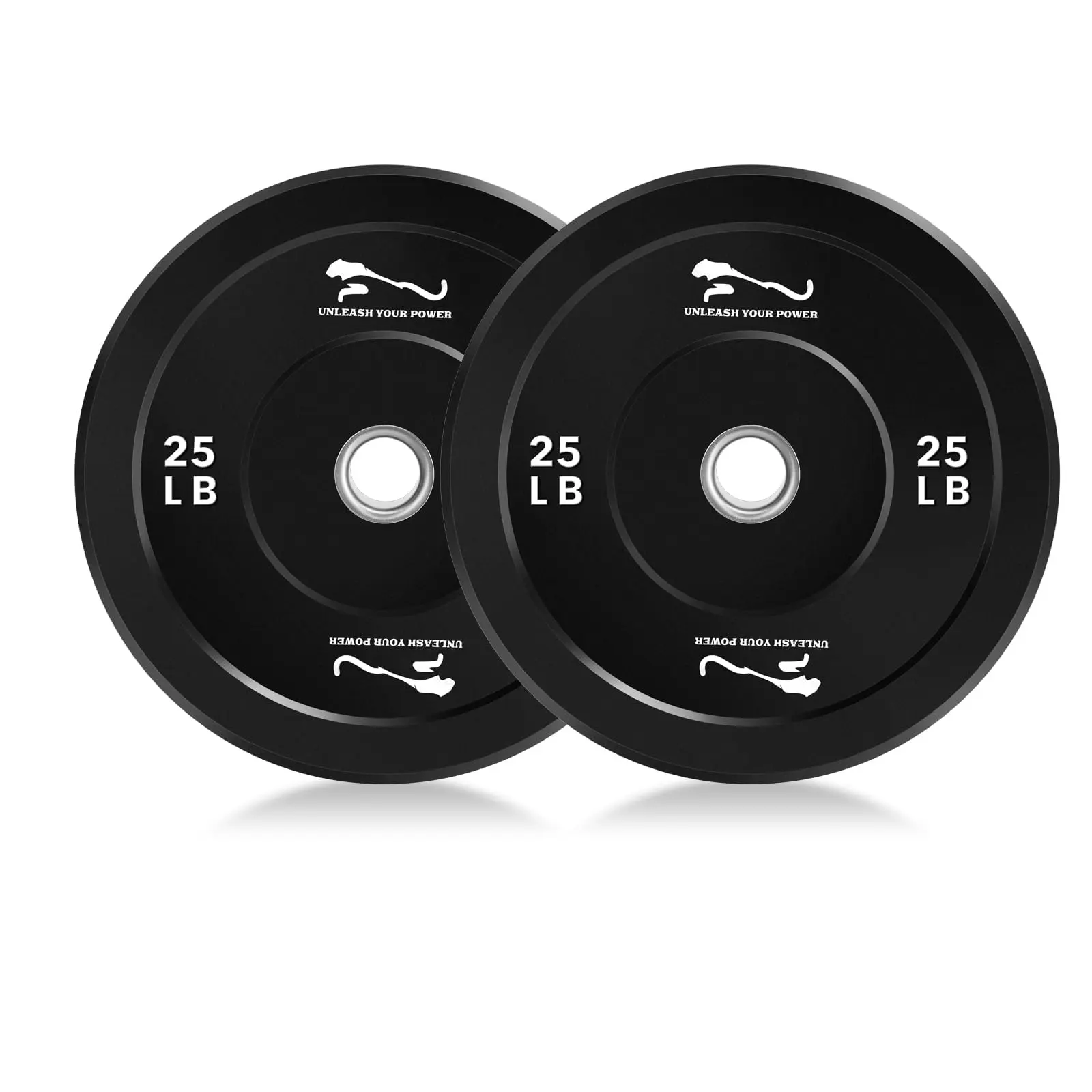 25LB 2-Plate Rubber Coated Barbell Plates Set for 2-in Bars - Durable, Quiet, Floor-Safe Solid Core Weightlifting Equipment with Protective Design, Raised Marks, Home Workout Gear