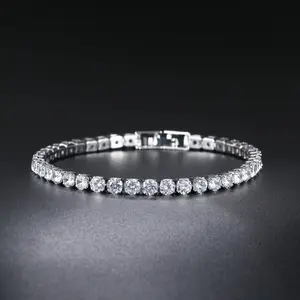 Tennis bracelet with single row of diamonds, tennis chain for gifting to boyfriend or girlfriend