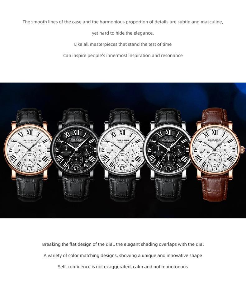 LOUIE JUELEN Luxury Men's Business Watch - 2025 New Multifunction Waterproof Quartz Wristwatch, Genuine High-End Fashion Men's Watch