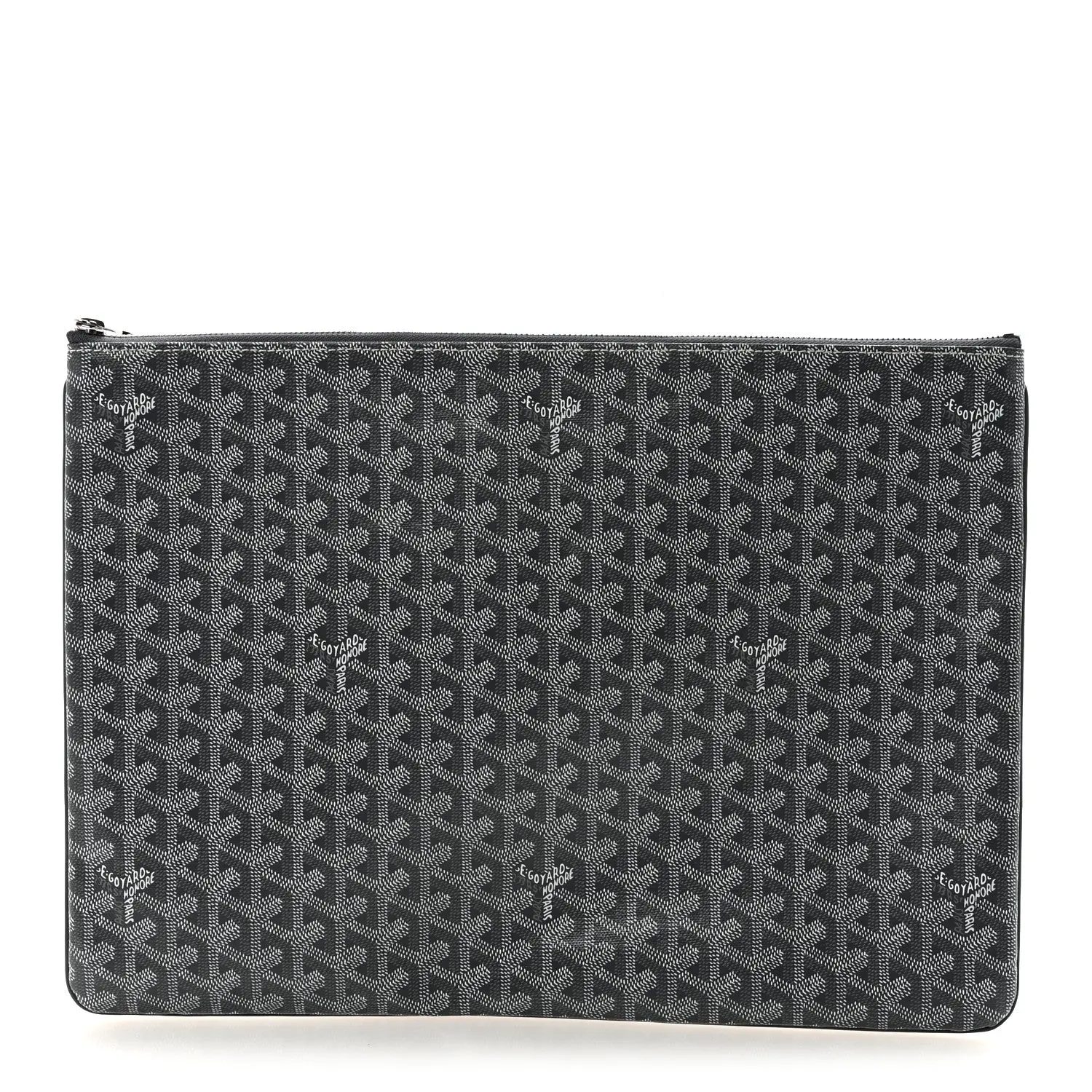 Pre-owned Goyard Coated Canvas Small Leather Goods Goyardine Senat Pochette GM Grey