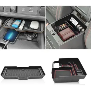 2PCS Center Console Organizer Fit for 2022-2026 Nissan Frontier Accessories (S/SV/Pro-X/Pro-4X/) and 2024 2025 Frontier SL Pickup Truck - Middle Console Tray Space Armrest Storage Box