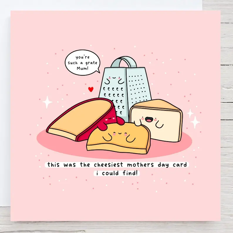 Kawaii Cheesy Mother's Day Card: Punny Mum Card