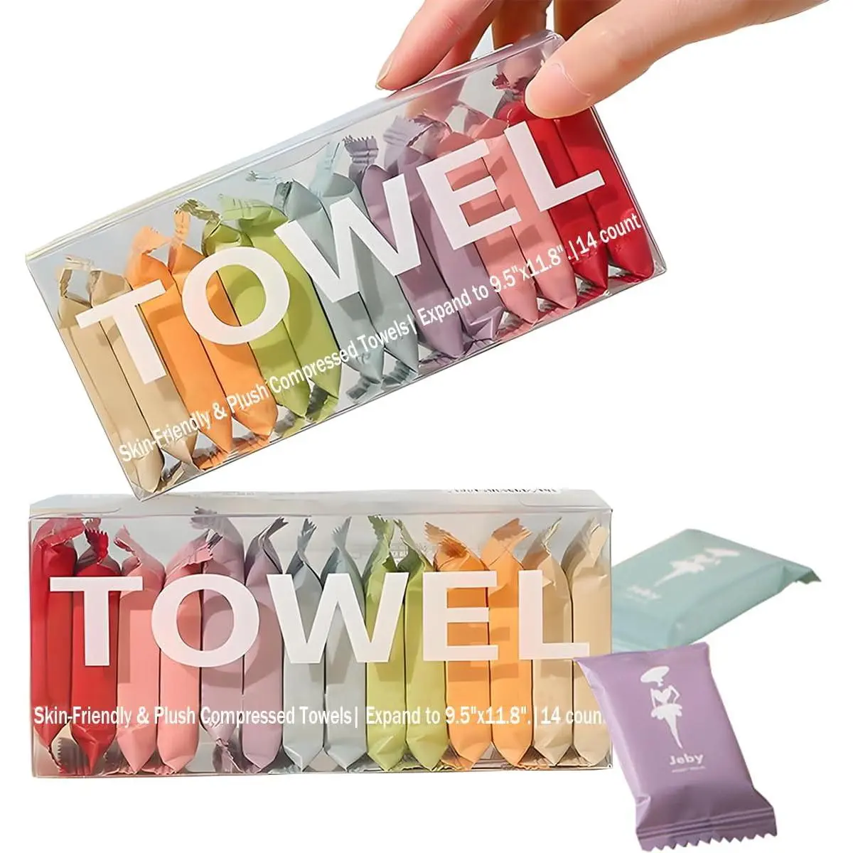 compressed towel sheets - 14/28 pack, thick and highly absorbent disposable face towels, suitable for travel, camping, hiking and emergency use