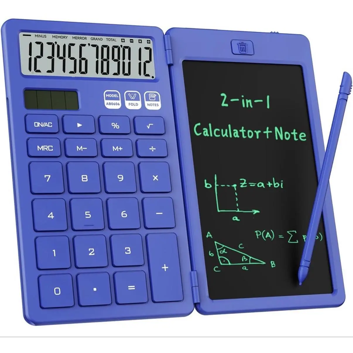 ROATEE 2-in-1 Desk Calculator with Erasable LCD Notepad Basic Solar Calculator for Middle School Office Essentials Big Button