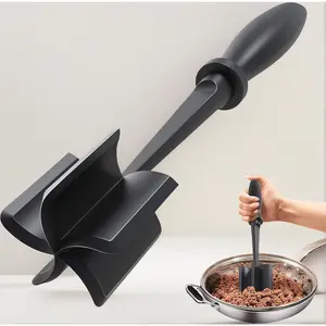 Meat Chopper for Hamburger, Ground Beef Masher & Meat Fork Set - Premium Heat Resistant Nylon, Non Stick Smasher for Ground Turkey & Sausage, Dishwasher Safe Kitchen Utensil