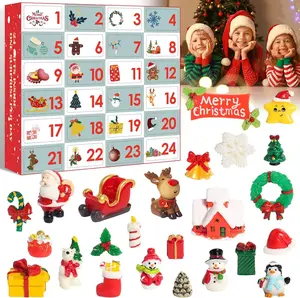 Advent Calendar 2025 Kids 24 Days Countdown with Mini Christmas Figures Resin Kit for Boys & Girls Christmas Gifts Ideas Featuring Festive Characters and Decorations