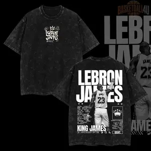 LeBron James Legendary Washed Graphic T-Shirt, Retro Vintage Limited Edition Tee, 100% Premium Cotton Casual Top, Classic Basketball Streetwear, Trendy Urban Daily Apparel, Stylish Black Short Sleeve Fashion Clothes for Men Women