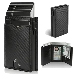 2026 New Mens Smart Wallet, RFID Blocking Slim Wallet, Minimalist Pop-Up Credit Card Holder with ID Window, Cash Slot & Front Pocket Wallet