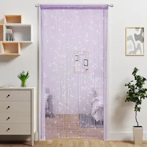 Door String Curtain Doorway Beads Curtains,Hanging Room Divider Beaded Decor Hippie Glitter Fringe Panel Closet Window Doors Sequin Sheer Boho Doors Tassel (Purple)