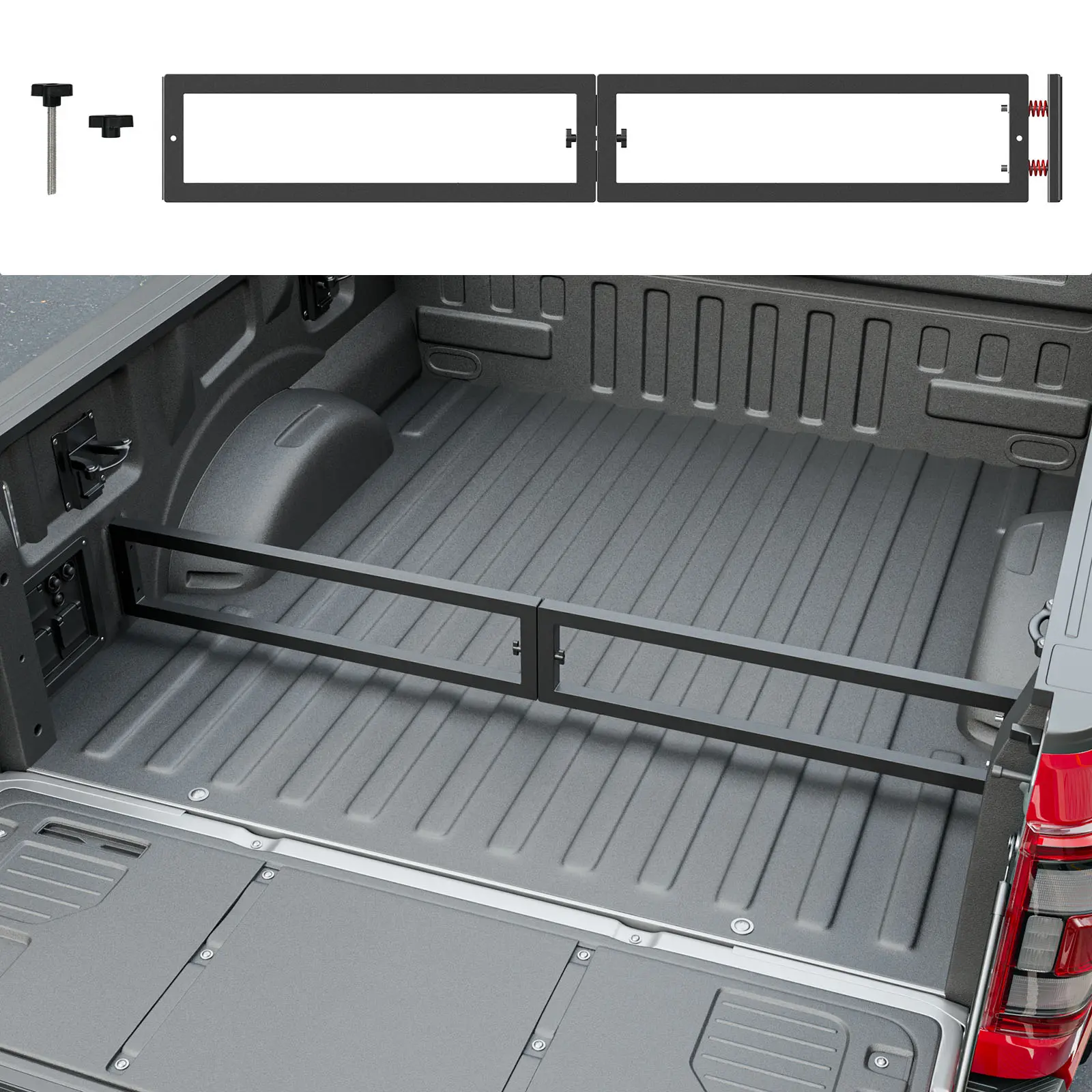 POWOQ Heavy-Duty Rust-Resist Aluminum Alloy Truck Bed Divider Panel, Tool-Free Easy Installation for 2015-2026 Ford F-150, Light Weight MOLLE Organizer with Enhanced Cargo Management, Keeps Cargo Secure for Heavy-Duty Use,toolupgrade