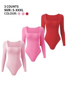 women's solid color   shapewear bodysuit, casual comfy seamless tummy control shaper for daily wear, ladies shapewear for all seasons