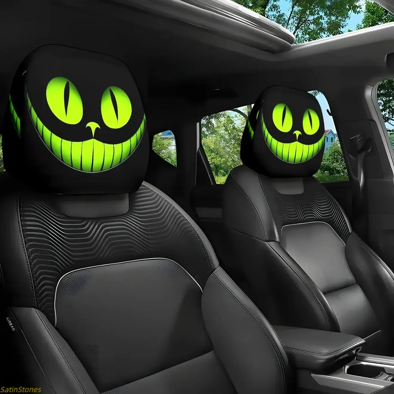 2-Pack Universal Car Headrest Covers for Cars and Trucks, Halloween Christmas Holiday Gift Idea, Fun Style Decorative Accessories, Easy to Clean Design, Car Accessories, Auto Parts Accessories