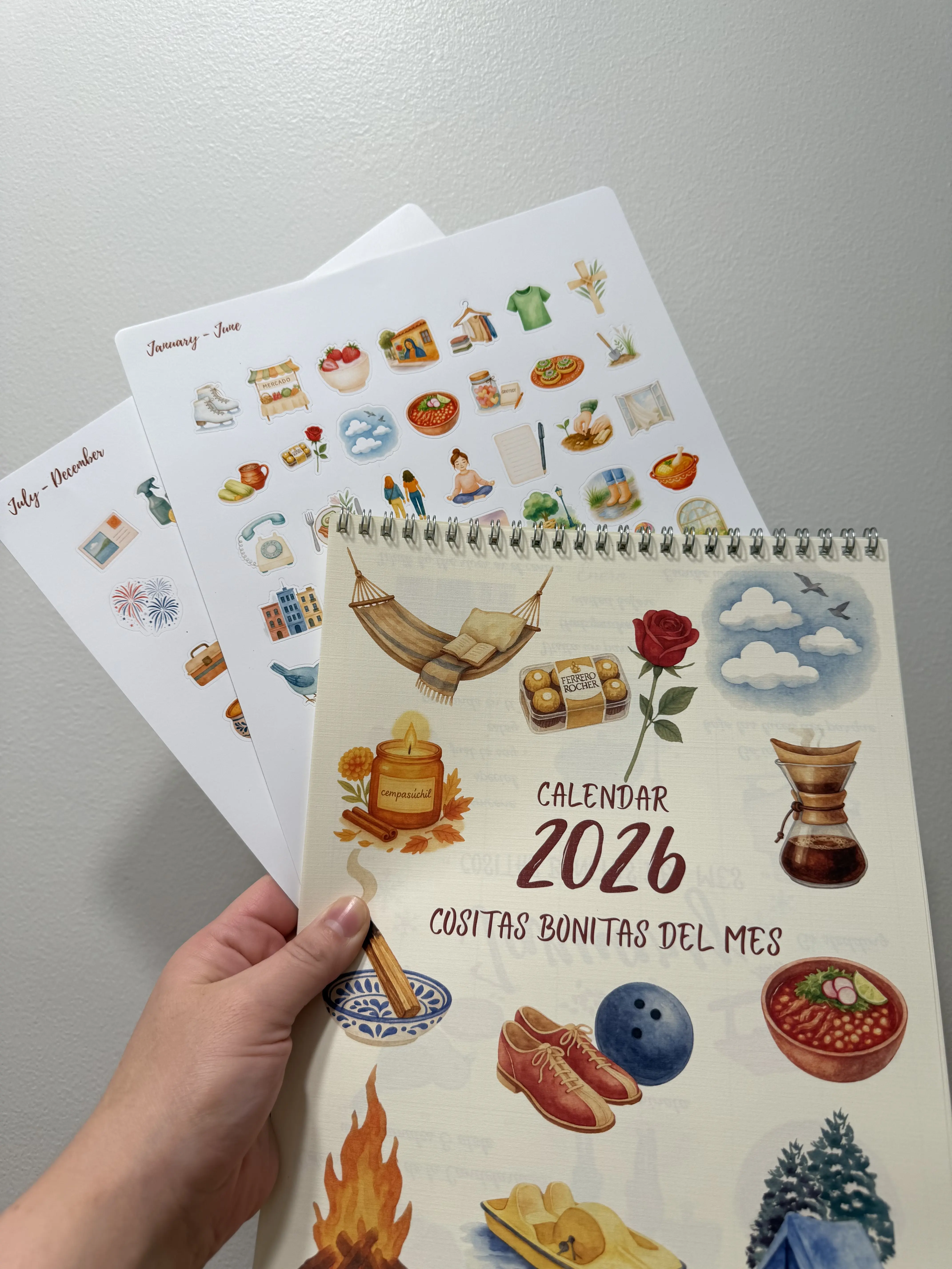 2026 Spanglish Bucket List Calendar with Stickers Monthly Outdoorsy Family Friends Solo and Mexican Activity Prompts Cositas Bonitas del Mes