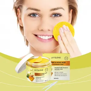 Jaysuing Kojic Acid Turmeric Root Extract Cleansing Pads Gentle Makeup Remover Deep Cleansing Pore Unclogging Hydrating Brightening Facial Care