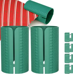 Wrapping Paper Cutter 2-Pack, Gift for Women Wrap Cutter Tool with Replaceable Blades, Christmas Wrapping Paper Cutter for Rolls, Holiday Gift Wrapping Accessories & Stocking Stuffers, Green