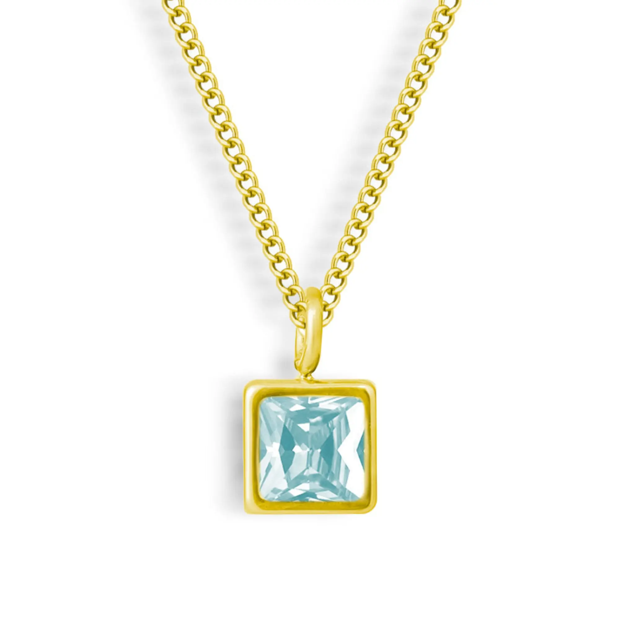 18K Gold Waterproof, Blue Topaz - December CZ