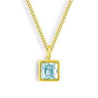 18K Gold Waterproof, Blue Topaz - December CZ
