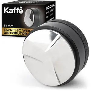 Kaffe Stainless Steel Espresso Distributor Tool (51mm) - Adjustable Depth Coffee Distributor with Anti-Slip Handle, Barista Accessory