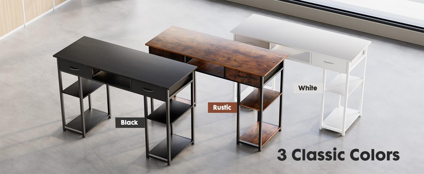 Sweet Furniture F Computer Desk with 2/3 Drawers 32/48 Inch with Storage Space Fabric Side Bag Headphone Hook Metal Frame Adjustable Feet Sweet Furniture F Computer Desk with 2/3 Drawers 32/48 Inch with Storage Space Fabric Side Bag Headphone Hook Metal Frame Adjustable Feet