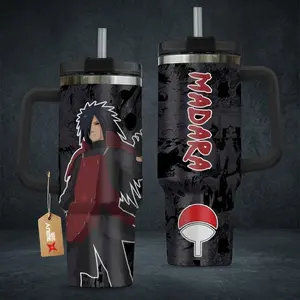 Madara Anime Travel Mug 20oz 40oz, Legendary Ninja Konoha Inspired Drinkware With Handle, Sage Mode Otaku Cup, Large Iced Coffee Tumbler Gift For Manga Lovers