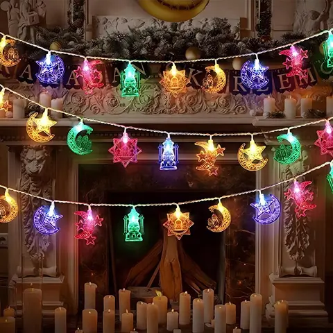 Ramadan LED Light String, 1 Set Battery Powered Colorful Decorative Light String, Decorative Light for Home Living Room Bedroom Party