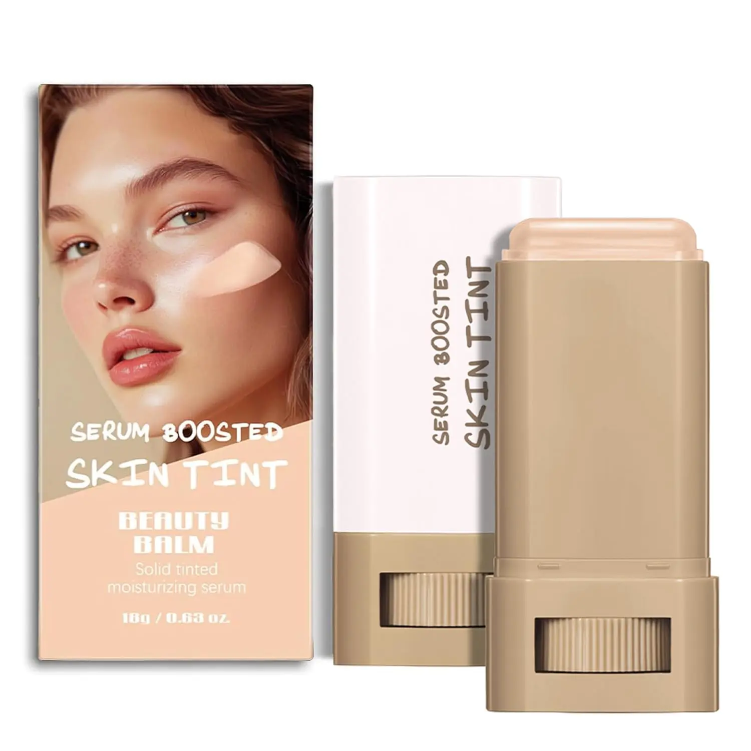 Beauty Balm Serum Boosted Skin Tint Stick – Face Tint Balm Foundation with Serum Benefits, Buildable Hydrating Coverage, Moisturizing Concealer Stick for Glowing Skin & Flawless Finish (4 # , 1)
