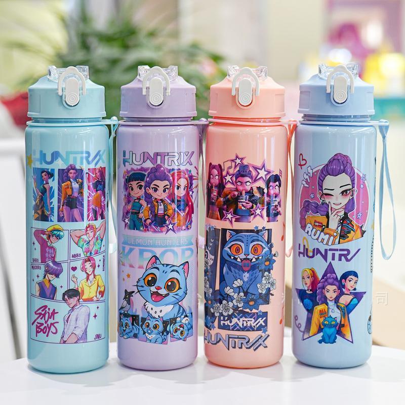【Valentine's Day】Cartoon Anime Tumbler – Reusable Hard Plastic Water Bottle with Lid & Straw Eco, Drinkware, Portable, Cup, Mug, Bottled, Washable, Stylish