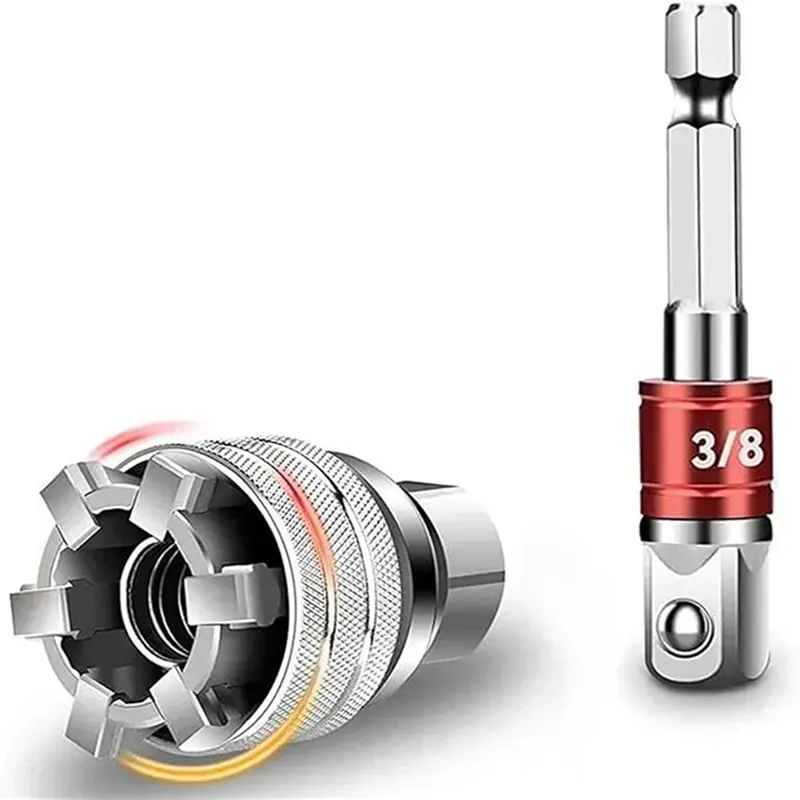 3/8 Hex Shank to Square Drive Socket Adapter - Universal Rotating Impact Socket Converter for Power Tools