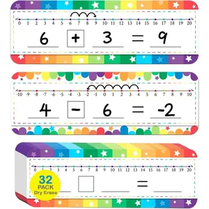 32 Pack Number Line Dry Erase White Board Double Sided Classroom Must Haves Math Manipulatives Teacher Supplies for Kindergarten Elementary 12"x4"