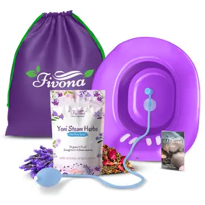 [FIVONA] 4-in-1 Yoni Steaming Kit - Bundle of Expandable V Steam Seat, All Natural Blue Moon Herbal Blend and Storage Bag - Yoni Spa at Home - Gentle Cleansing & Relaxation - Feminine Care - Support pH Balance