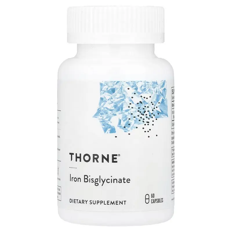 Thorne Iron Supplement for Women, Men - Iron Bisglycinate - Iron for Blood Builder, Healthy Oxygen, Resists Fatigue - 60 Capsules