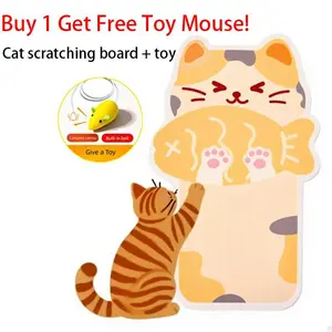Wall Mounted Cat Scratcher – [Buy 1 Get 1 Free + Free Toy Mouse!] Heavy Duty Cardboard Scratch Pad Protects Furniture, Couches, Doors, Glass – Cat Tree Tower Alternative – Multiple Styles (for Kittens & Cats)