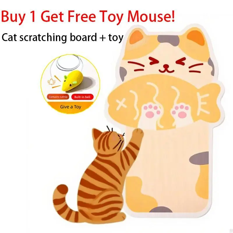 Wall Mounted Cat Scratcher – [Buy 1 Get Free Toy Mouse!] Heavy Duty Cardboard Scratch Pad Protects Furniture, Couches, Doors, Glass – Cat Tree Tower Alternative – Multiple Styles (for Kittens & Cats)