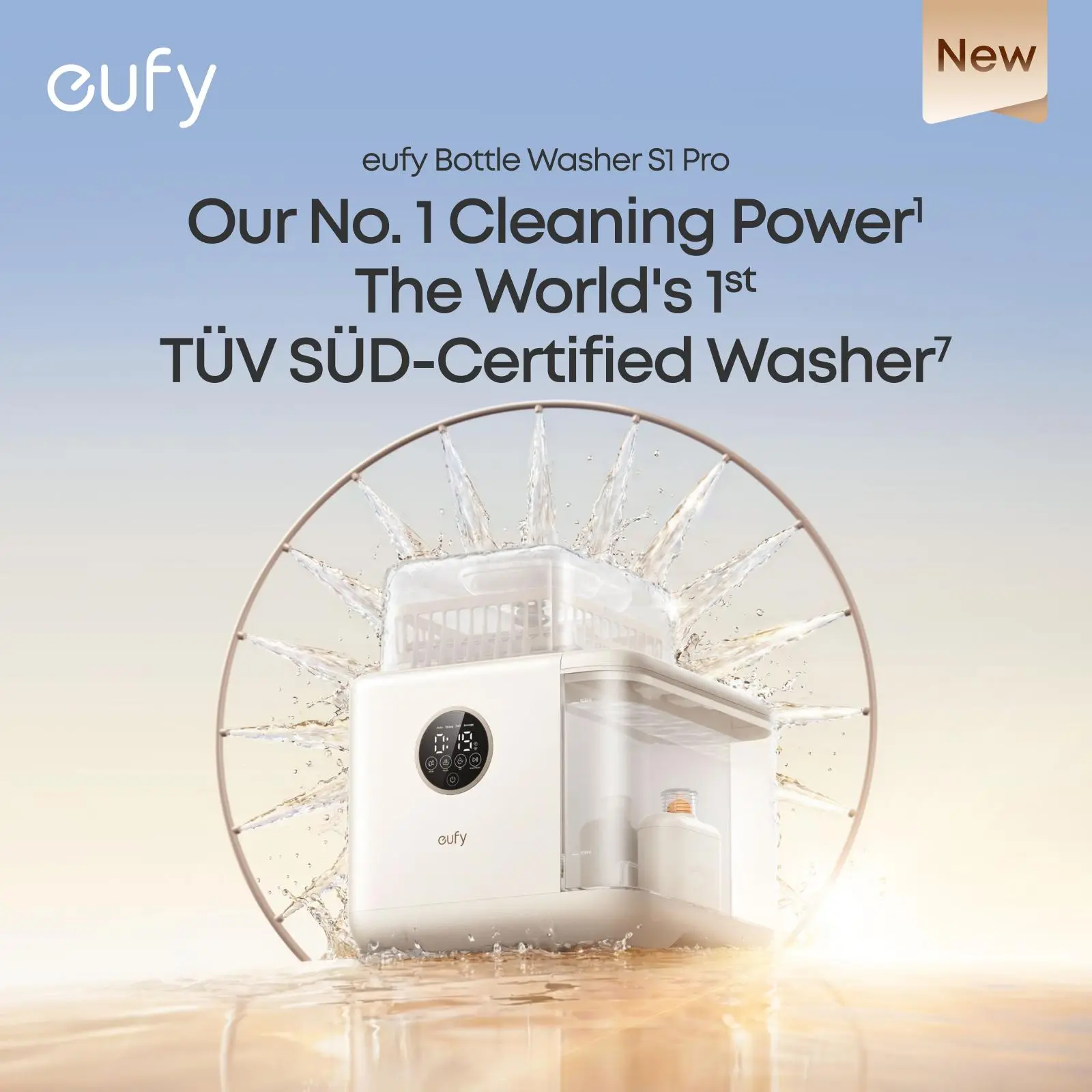 NEW eufy S1 Pro Bottle Washer, Built-in Water Softener, All-in-One 3D HydroBlast Washer, 212°F Steam Sterilizer & Thoroughly Fast Dryer, Largest 10-Bottle Capacity, Smart App Control, Hands-Free