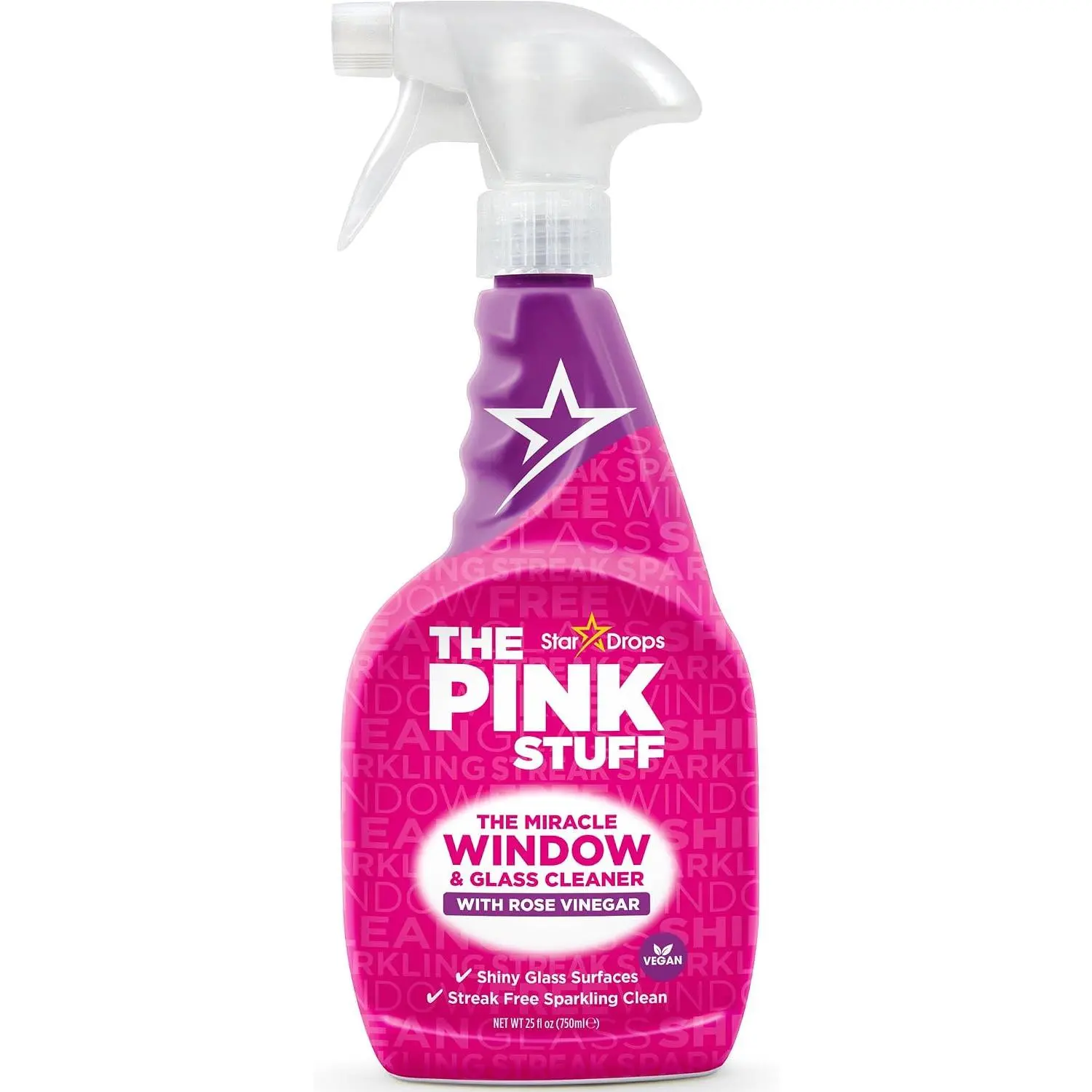 The Pink Stuff Miracle Window and Glass Cleaner with Rose Vinegar Spray, 25 Fl Oz
