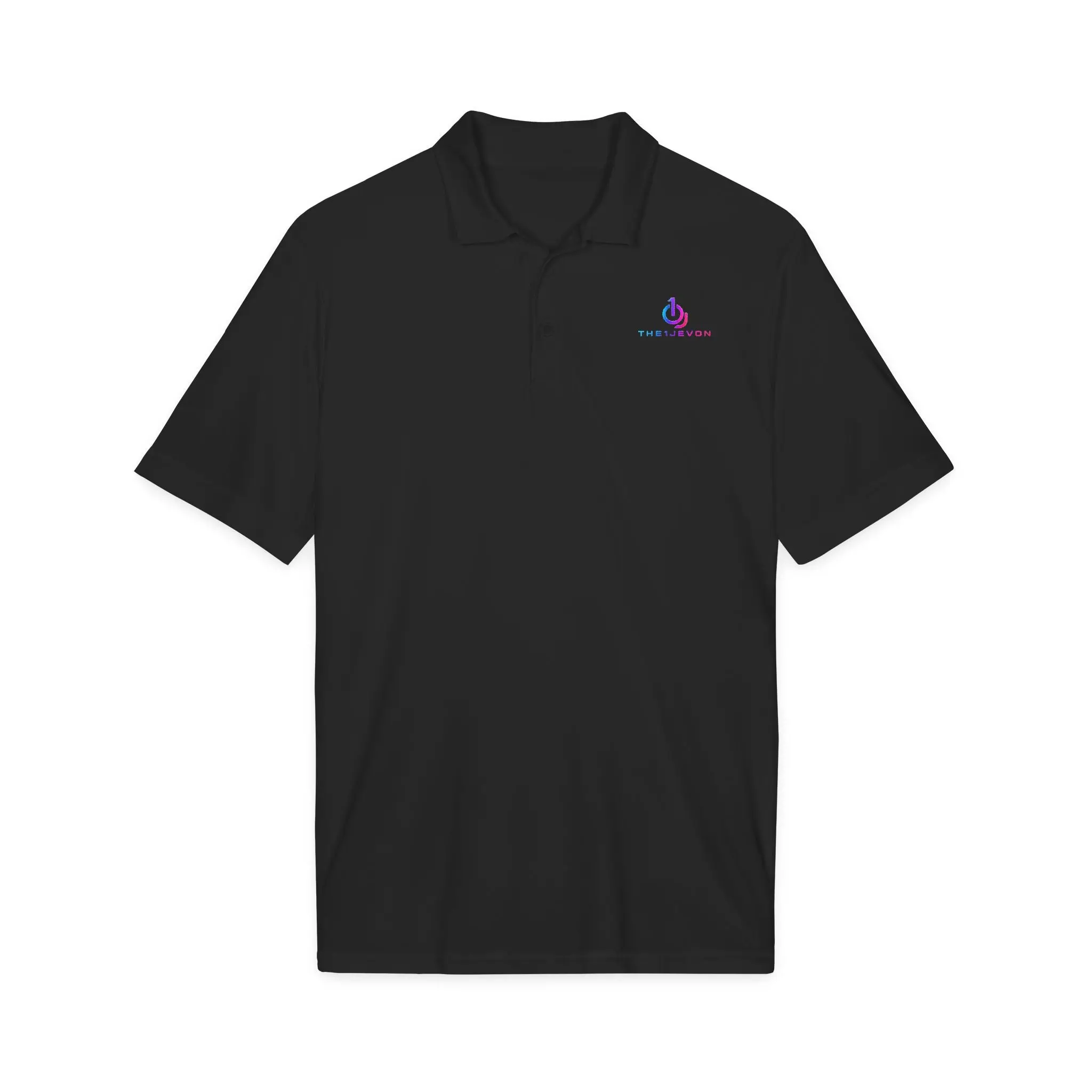 Embroidered Power Button Polo — White Performance Golf & Work Shirt