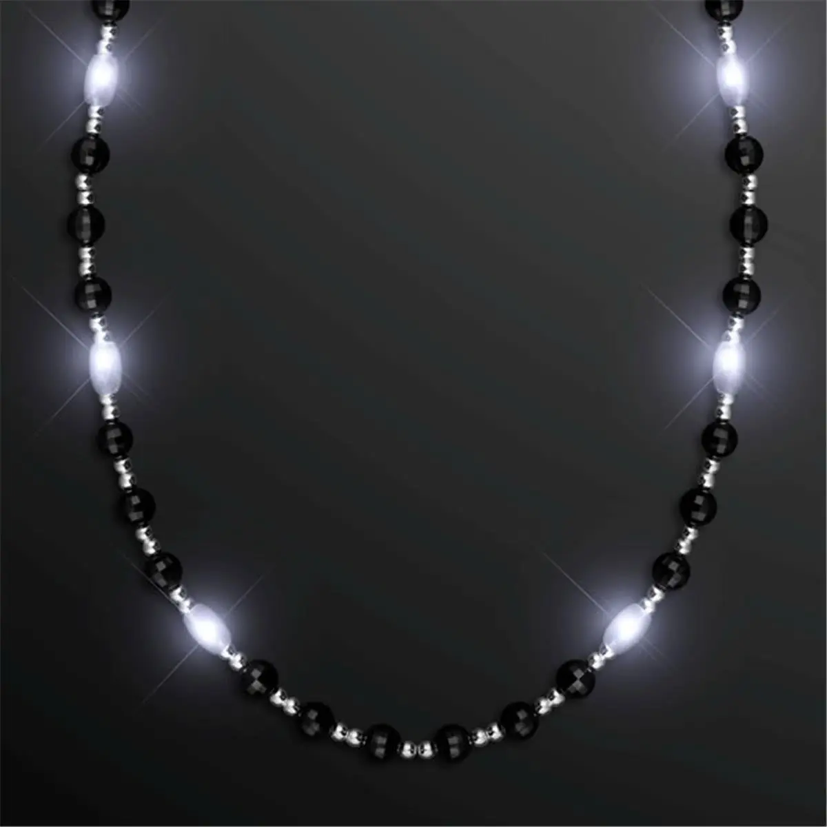 212 MAIN A1520 Bling Stylish Accessory LED Bead Necklace for Farm Animals - Steady Mode, Black, White, Silver