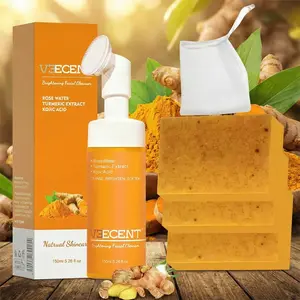 Veecent Turmeric Cleansing Mousse & Soap Set for FacialCleansing-Removes lmpurities & Maintains Skin ClarityIdeal for All Skin Types