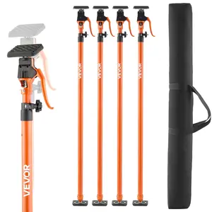 VEVOR Cabinet Jack Support Pole, 4-Pack, 49.2-114.6 Inch Steel Telescopic Quick Support Rod, Adjustable 3rd Hand System up to 198 lbs Capacity for Installing Cabinets, Lifting Drywall, Cargo Bars