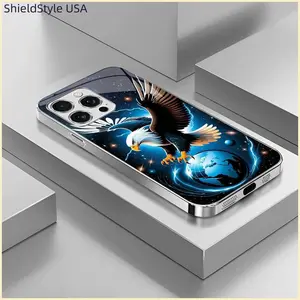 Suitable for iPhone 16 15 14 13 12 11 8 7 Se2 X Xr Xs XsMax ProMax Pro Plus MiNi Light luxury crystal eagle pattern and scorpion glass electroplated mobile phone case, exquisite and gorgeous-888 Case Protection