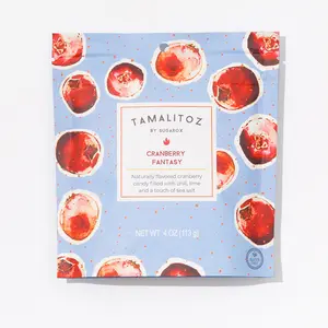 Cranberry Fantasy  Tart cranberry ribbon candy pillows with a fierce chili, lime, and sea salt center. A sharp, sophisticated sting that proves fruit is better with a burn. Boldly tangy and unapologetically spicy. Call me hot, not sweet.