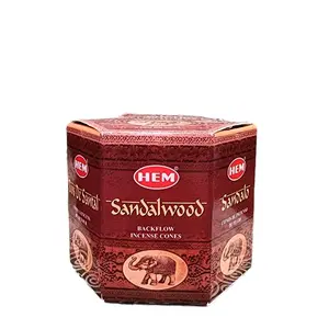 HEM Sandalwood Back Flow Incense Cones 40 Scented Cones Per Pack Non Aerosol Quality Backflow Design For Relaxation