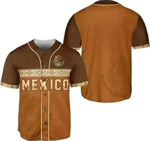 Mexico Baseball Jersey – Official Eagle Graphic Button Up Shirt, Lightweight Breathable Fan Jersey for Game Day & Casual Wear