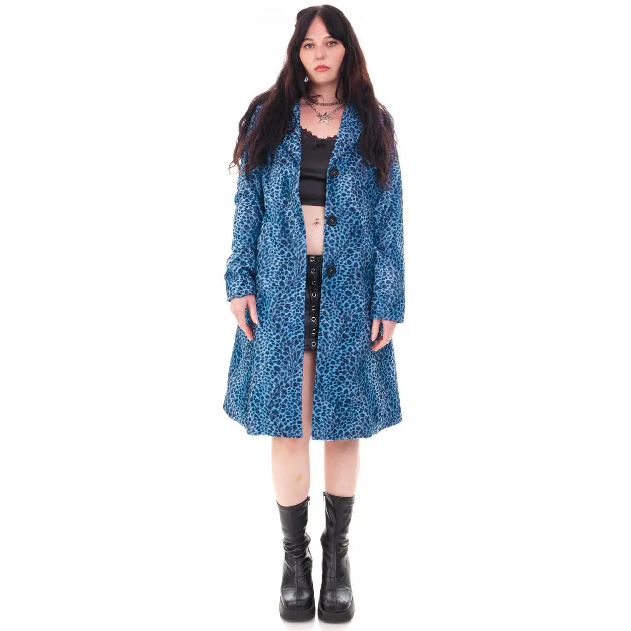 Mazzy Blue Cheetah Longline Jacket