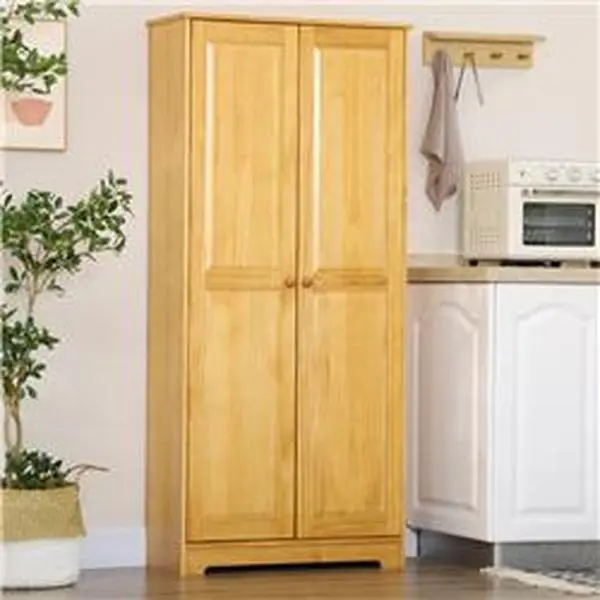 212 Main 838-368V00BN 67 in. HomCom Pine Wood Kitchen Pantry Storage Cabinet, Brown