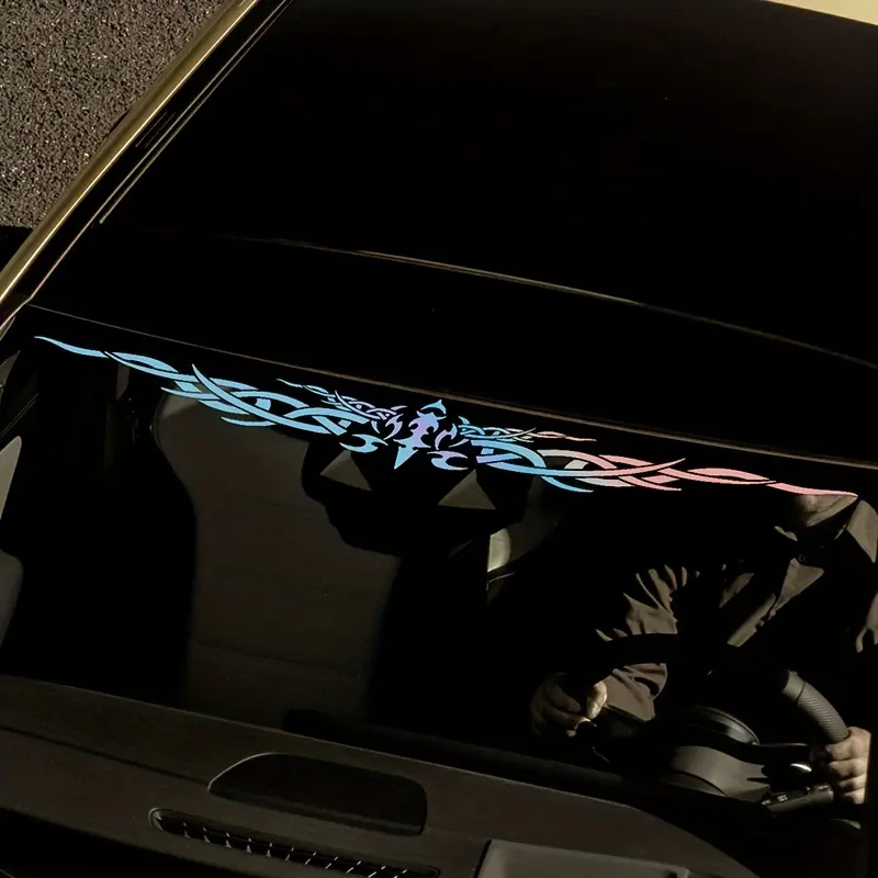 Cool Totem Car Sticker Set, Universal Car Sticker, Waterproof Vinyl Reflective Wing Stripe Exterior Accessories, Creative Decorative Sticker 98.5x11.8cm