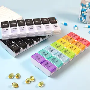 14-grid Pill Storage Box, 1 Count Compact Portable Weekly Pill Organizer, Medicine Organizer, Dustproof Pill Storage Box for Home Office Travel, Travel Essentials, Healthcare