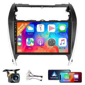 4+64GB Android 15 Car Stereo for Toyota Camry 2012-2014 Wireless Carplay Android Auto 10" Touch Screen Car Radio Dash Kit with GPS WiFi Bluetooth SWC DSP EQ Mirror Link Backup Camera
