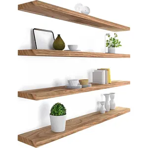 36 Inch Light Wood Floating Shelves for Wall Rustic Wall Shelf for Bedroom Living Room Set of 4